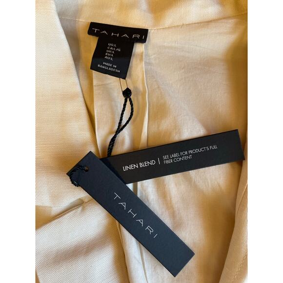 NWT Tahari Ivory Linen Blend Tie Closure Minimalist Summer Blazer/ House Coat Lg - Picture 9 of 11